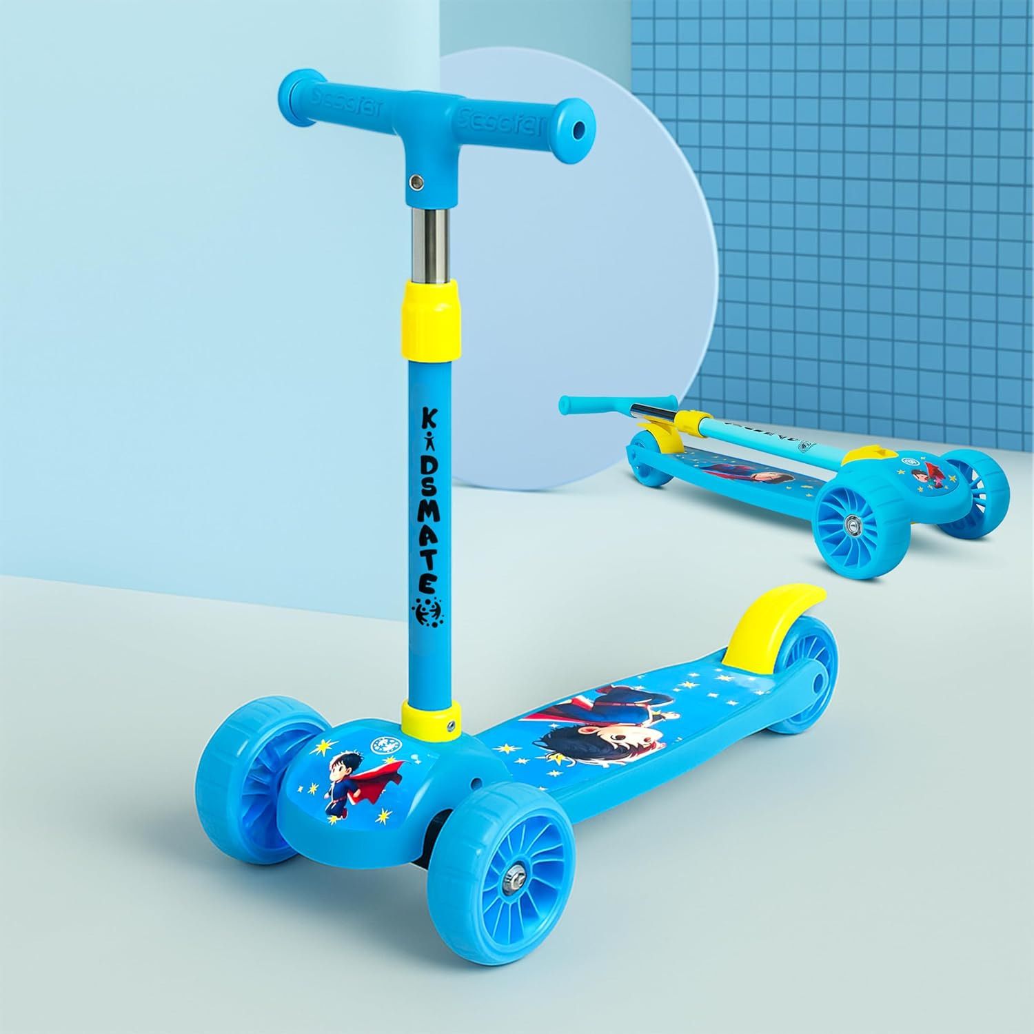 kelosk Foldable Scooter for kids|Adjustable Handle Smart Kick 3-Wheel Scooter for Girls-picture-2