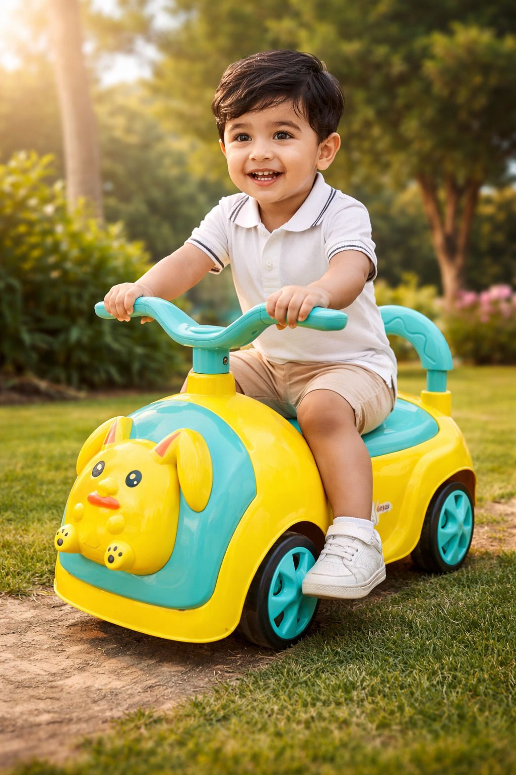 Bunny Musical Car with Front Lights, Steering Drive,| 1-3 YRS