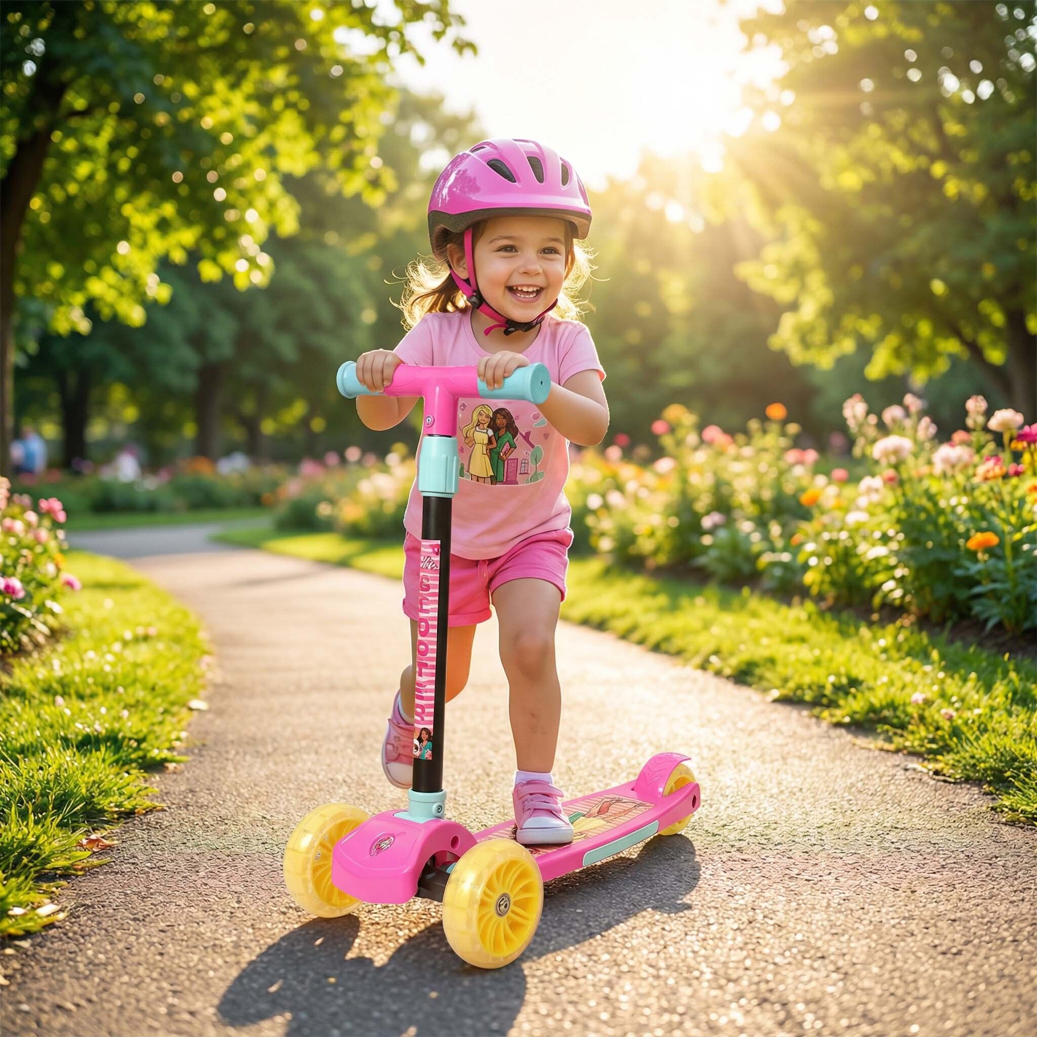 kriiddaank Barbie Adventure Rider Kick Scooter for Kids - 3-Wheel with LED Light Up Wheels Tricycle-picture-34