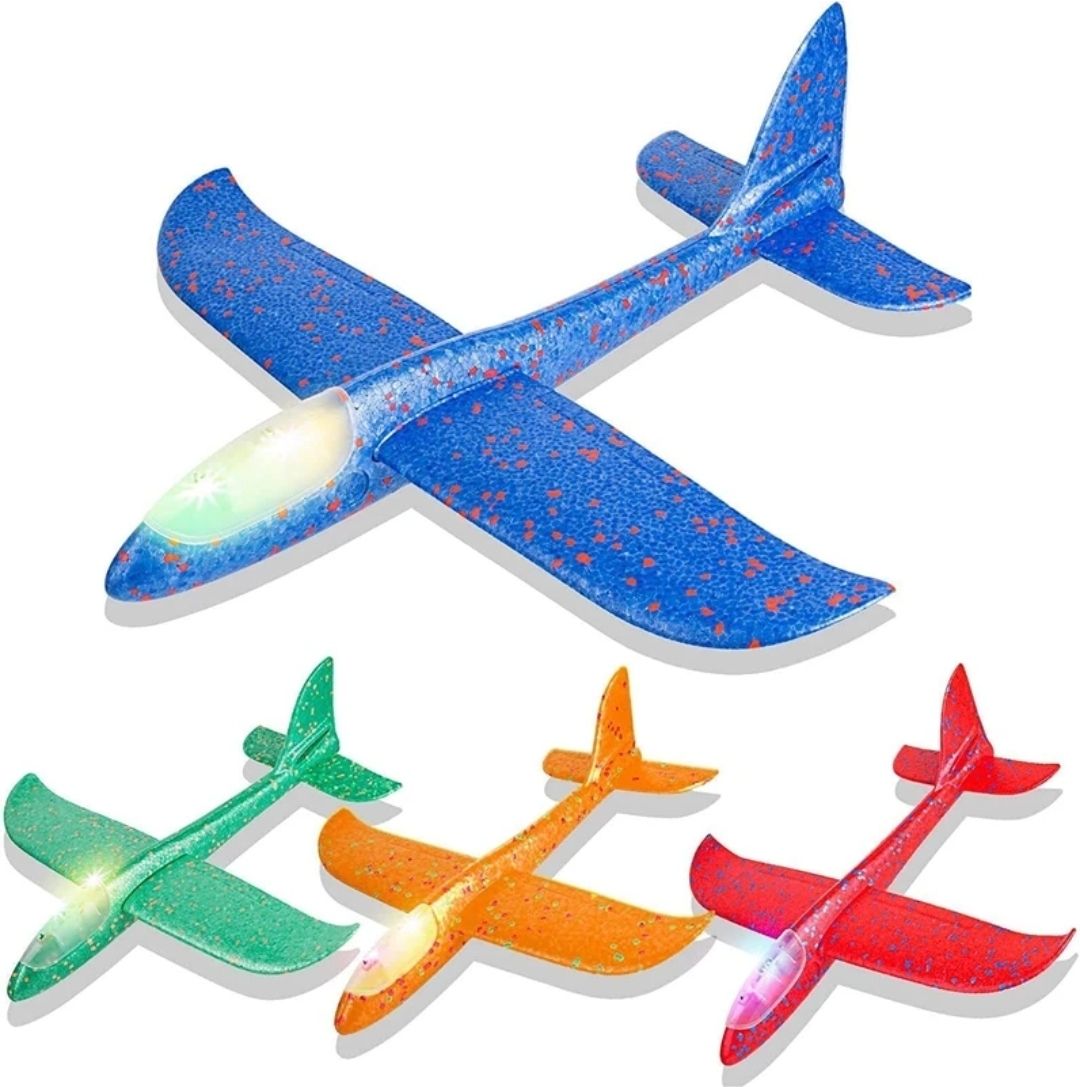 Throwing Foam Plane, Dual Flight Mode LED Light Foam Plane Toy