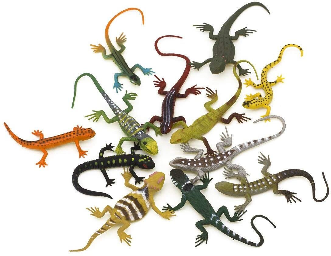 Fake Reptile Lizard for Teens Adults - Pack of 6 - Plastic Lizard Toys