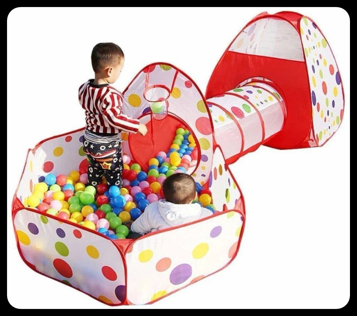 jayaansh traders 3 in 1 Foldable RainBow Tunnel Ball Pool with Multicolour 20 Balls.-T-picture-27