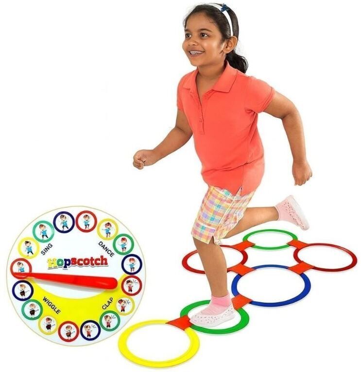 mintbean Rainbow Hopscotch 38cm Outdoor, Indoor Activity Kids Toy Rings with Free Spinner-picture-28