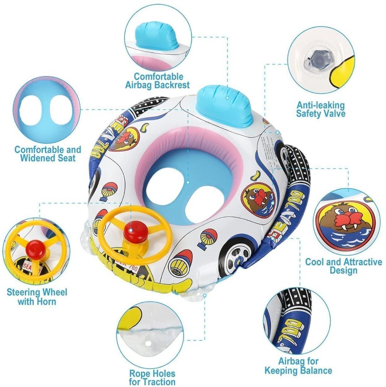 pryxa Pool Party Swimming Ring Swim Tube for Kids-picture-31