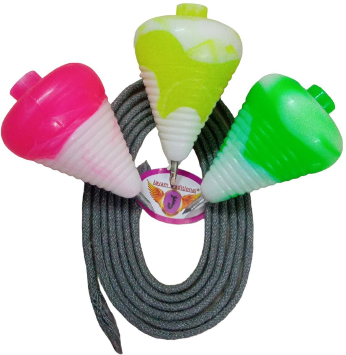 jayam traditional Lattu Toys Pack of 3Pcs & Thread Latto Games Plastic Spinning(Multicolor)-picture-3