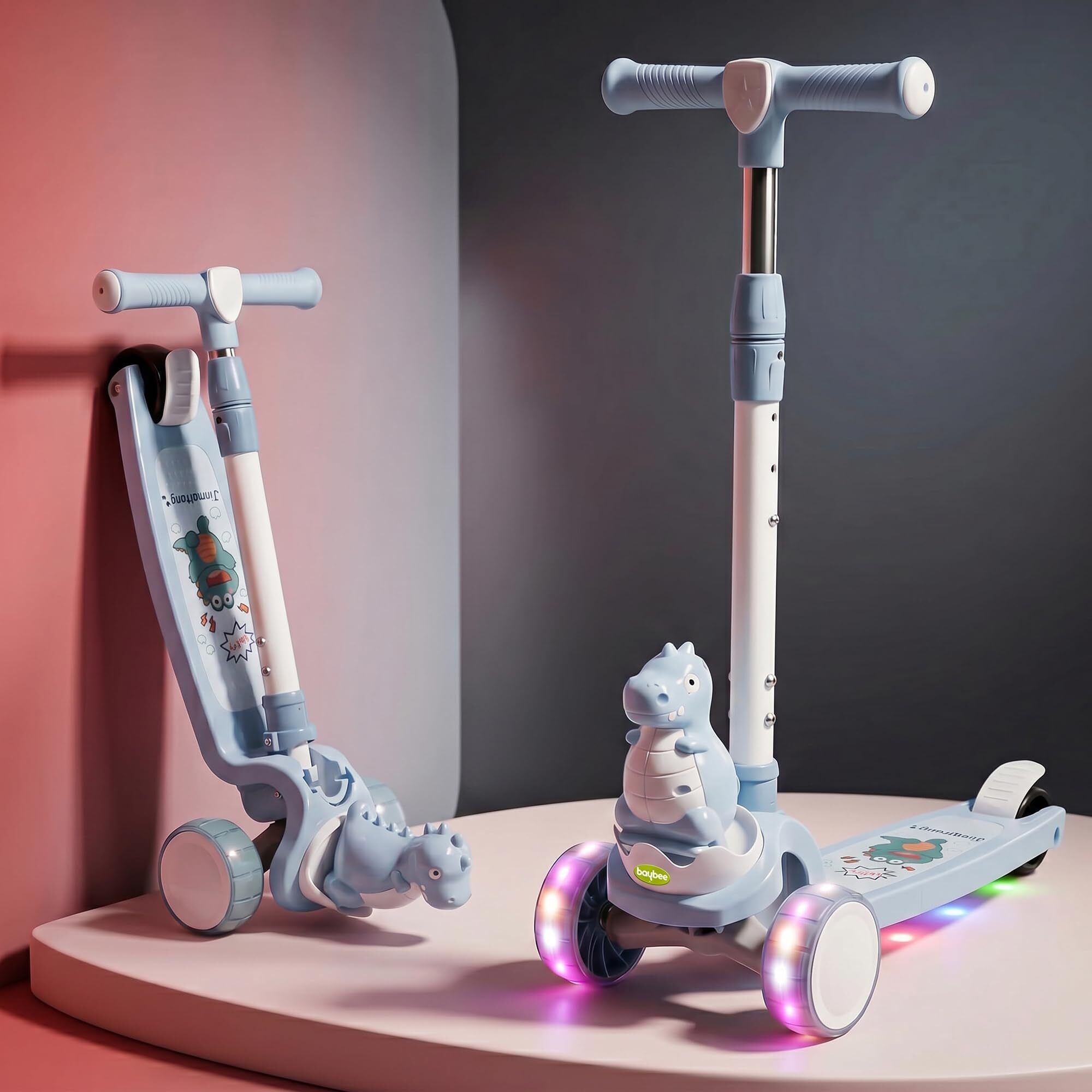 baybee Kick Scooter for Kids 3 Wheel Foldable Skate Scooter with RGB LED Wheels & Music-picture-30