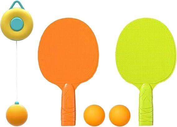 Hook Hanging Table Tennis Trainer Set – 2 Rackets, 3 Balls & Adjustable Height