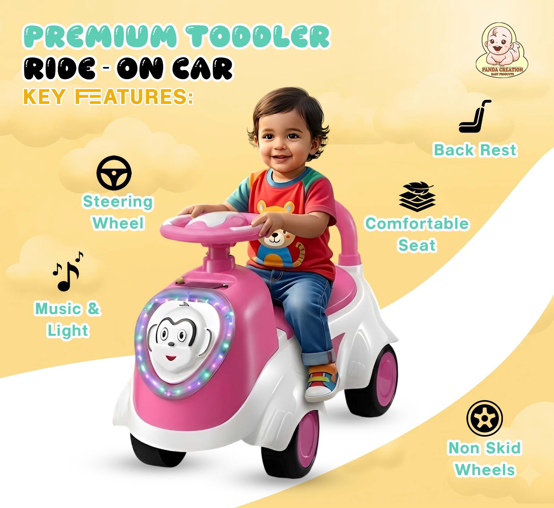 panda creation Jumbo Push Rideon's Car With Toy Storage & Back Rest For Kids 3TO5 Years-picture-18