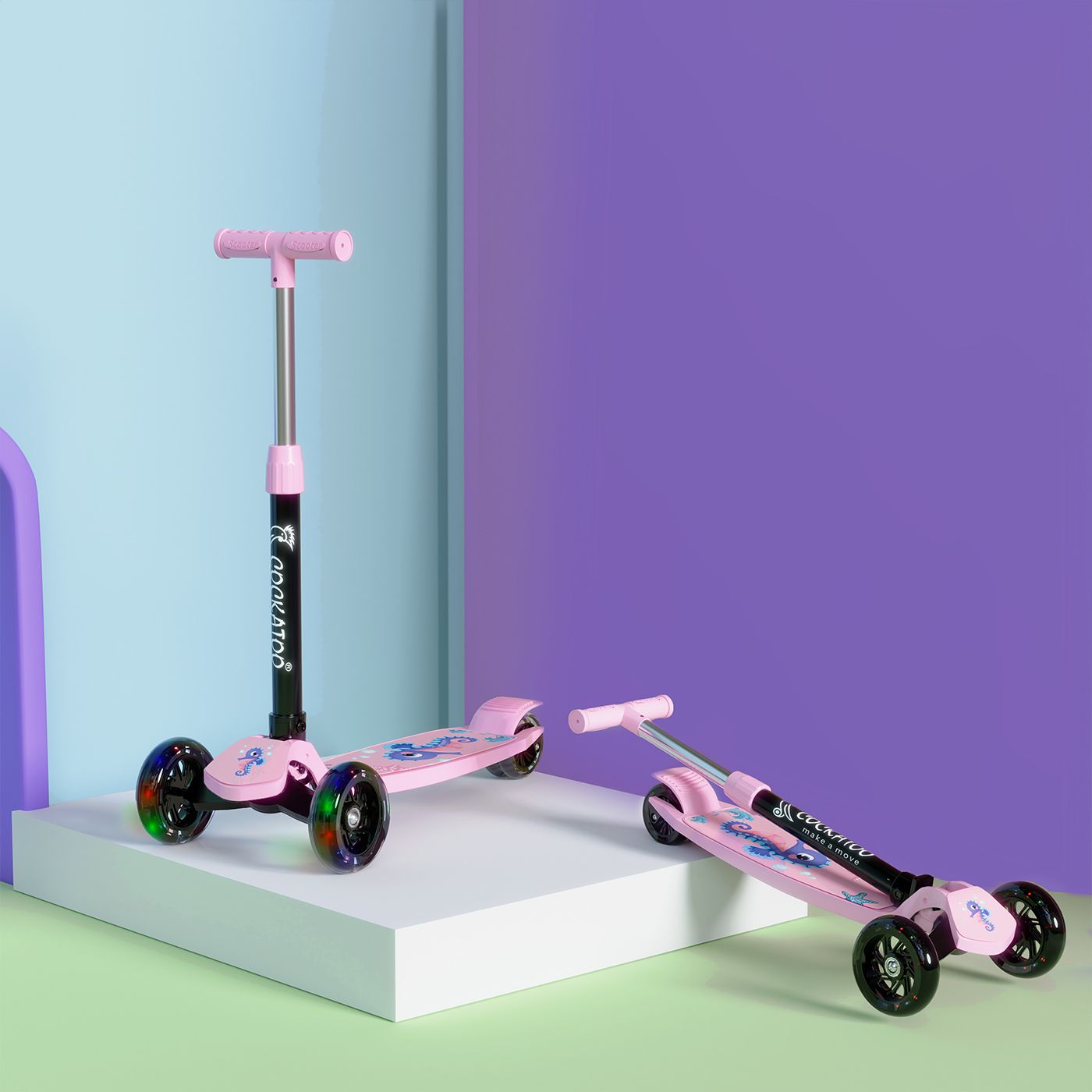 Rat & Cat Series Happy Hooper 3 Adjustable Heights LED Scooter For Kids