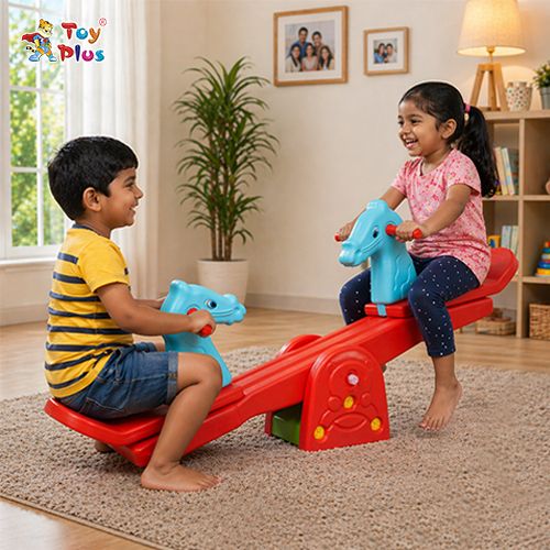 Kids Seesaw Ride-On Toy for Indoor/Outdoor Play with Handle Grip-image-12
