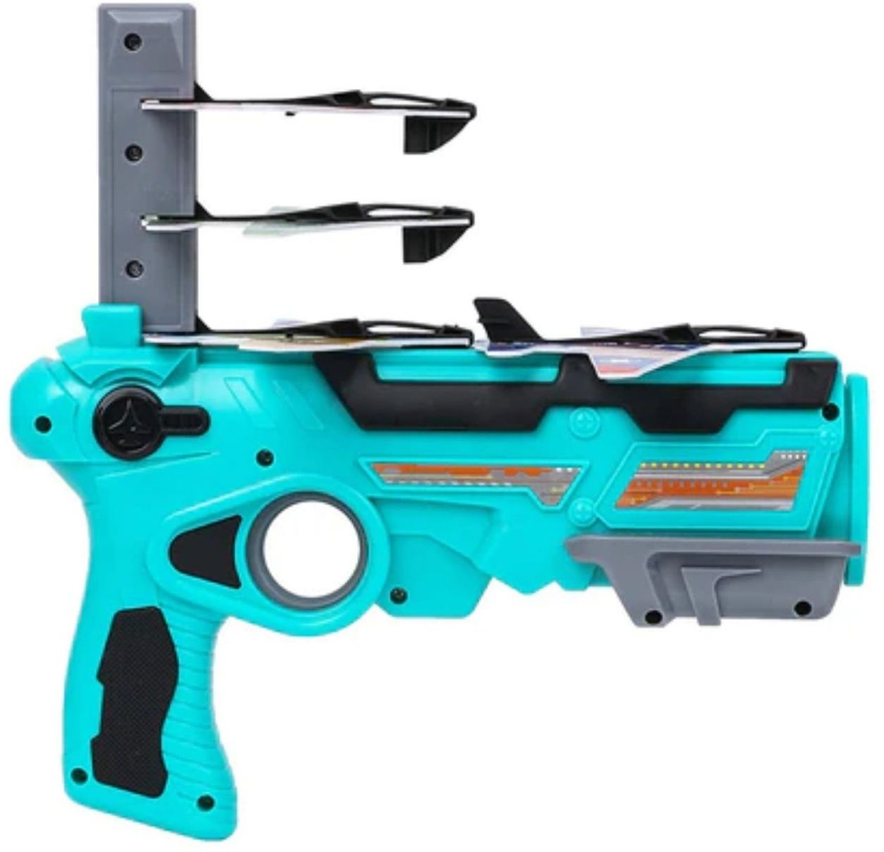 Airplane Launcher Gun Toy with 4 Foam Aircraft (Color May Vary)