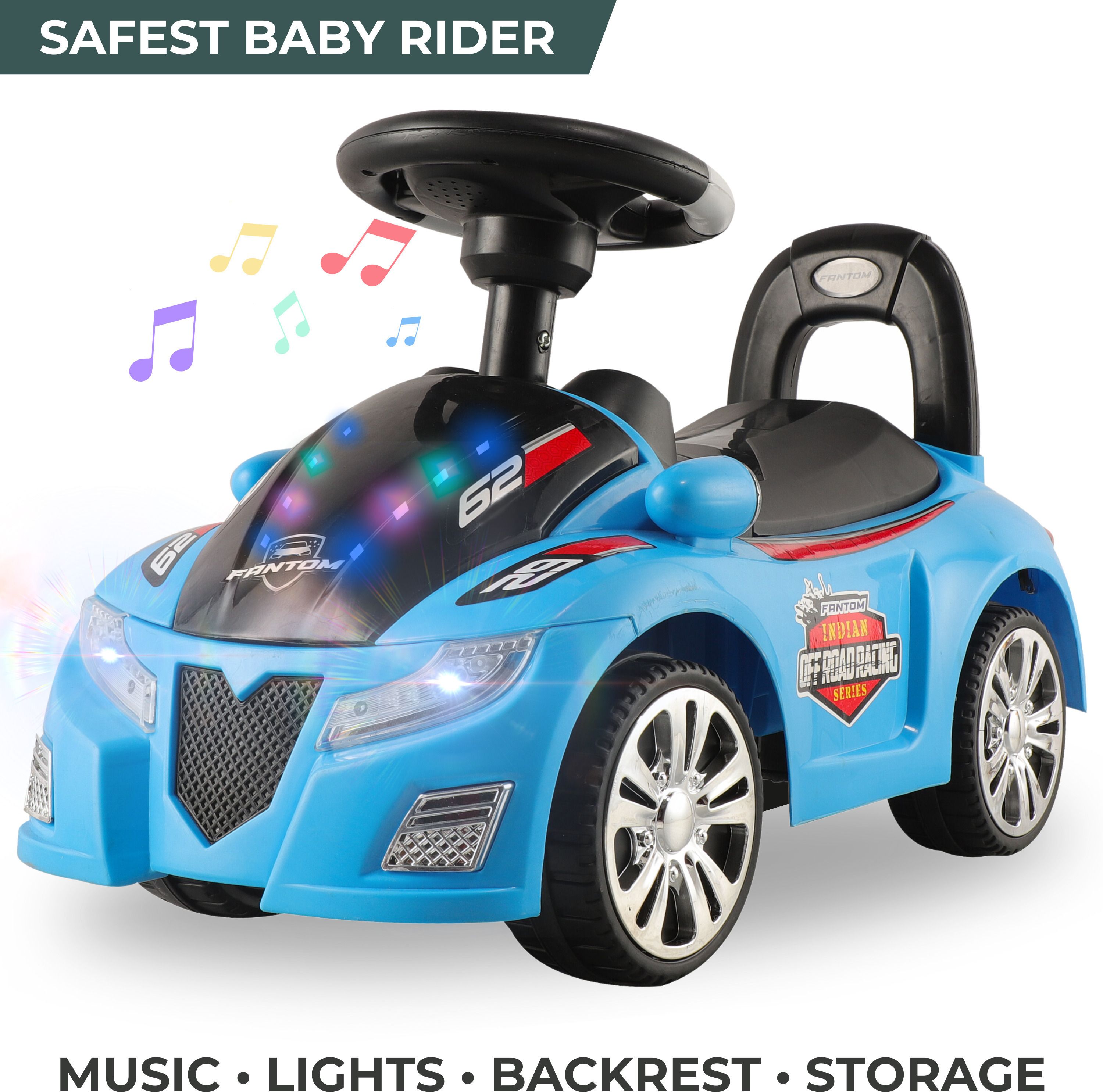 Musical Car With Multicolour Lights | Push Ride On | Perfect for Kids 1-4 Years-image-34