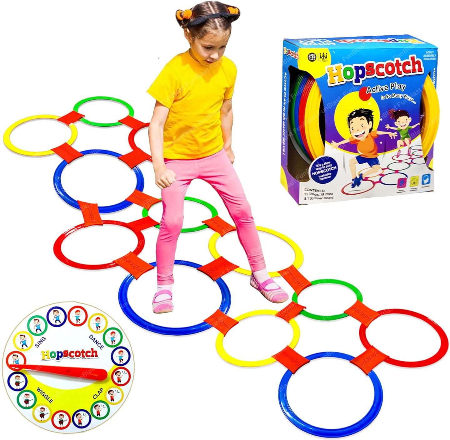 Hopscotch Kids Game - Multi-Colored Plastic Rings and Connectors Play Games