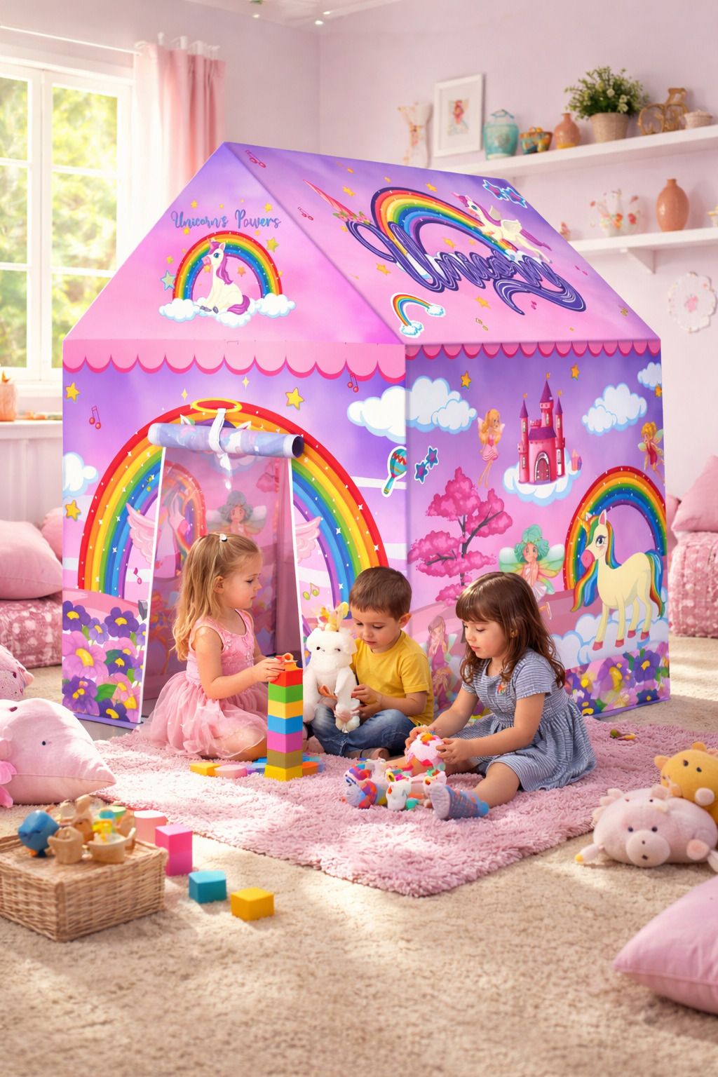Unicorn House Kids Play Tent House for 3-12 Year Old Girls and Boys-image-35