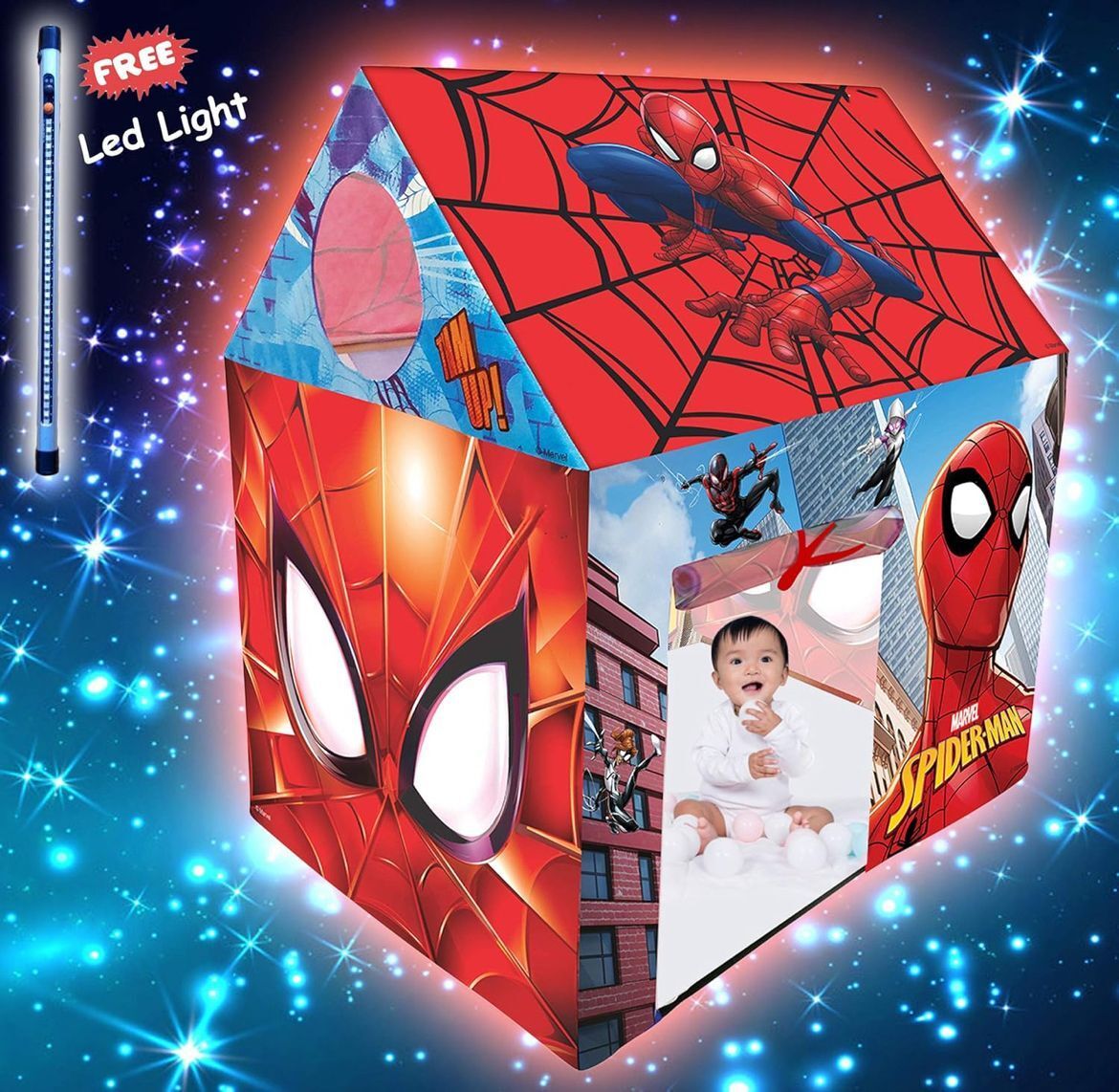 jayaansh traders Spiderman Jumbo Size Tent House With Led Light Tent House For Kids…-A-picture-39