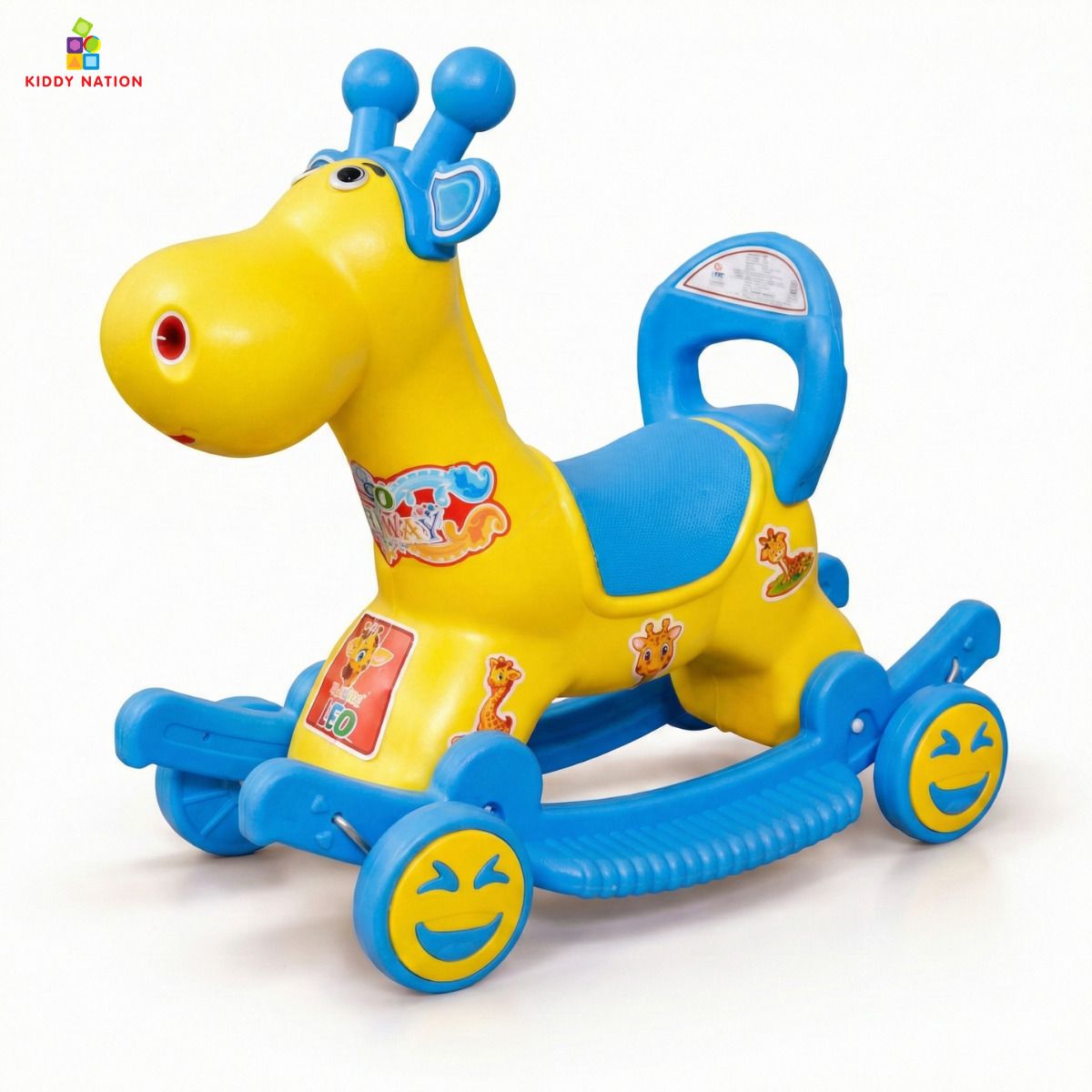 kiddy nation Leo 2-in-1 RideOn & Rocker Giraffe Toy for Kids | Manual Push Ride & Rocking Toy Leo 2-in-1 RideOn & Rocker Giraffe Toy for Kids | Manual Push Ride & Rocking Toy Tricycle-picture-47