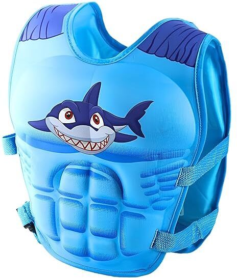 Kids Shark Swim Vest Blue Safety Float Jacket Adjustable Straps Swim Aid-image-2
