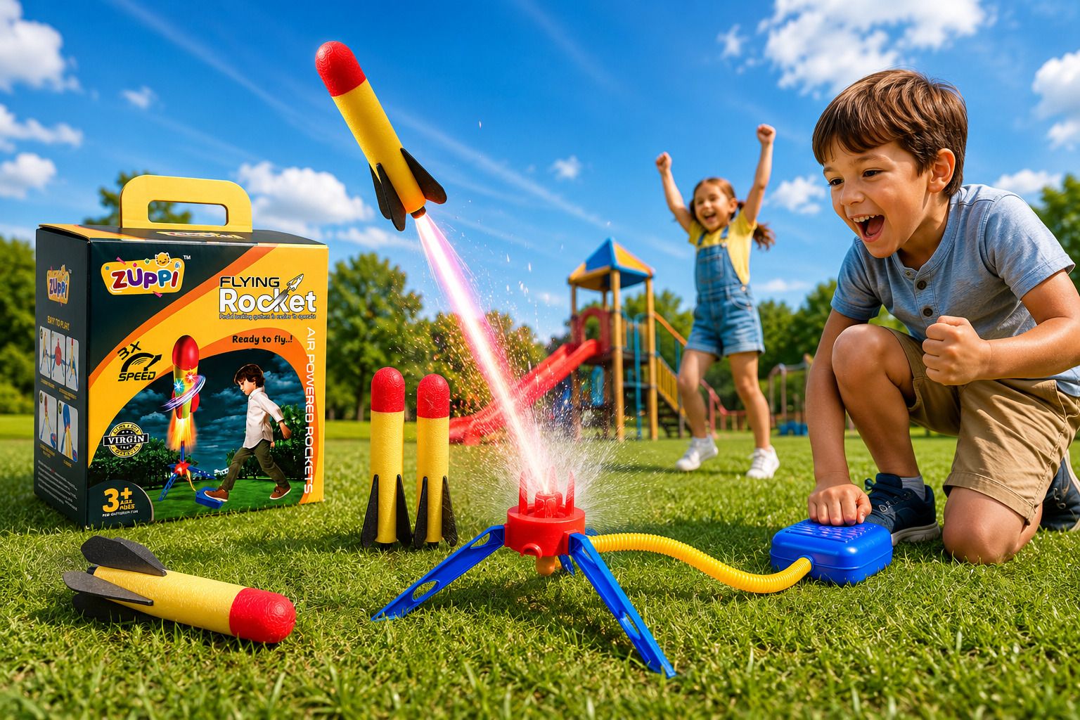 water rocket launcher toy with 3 Soft Rockets & Tripod Stand-image-28