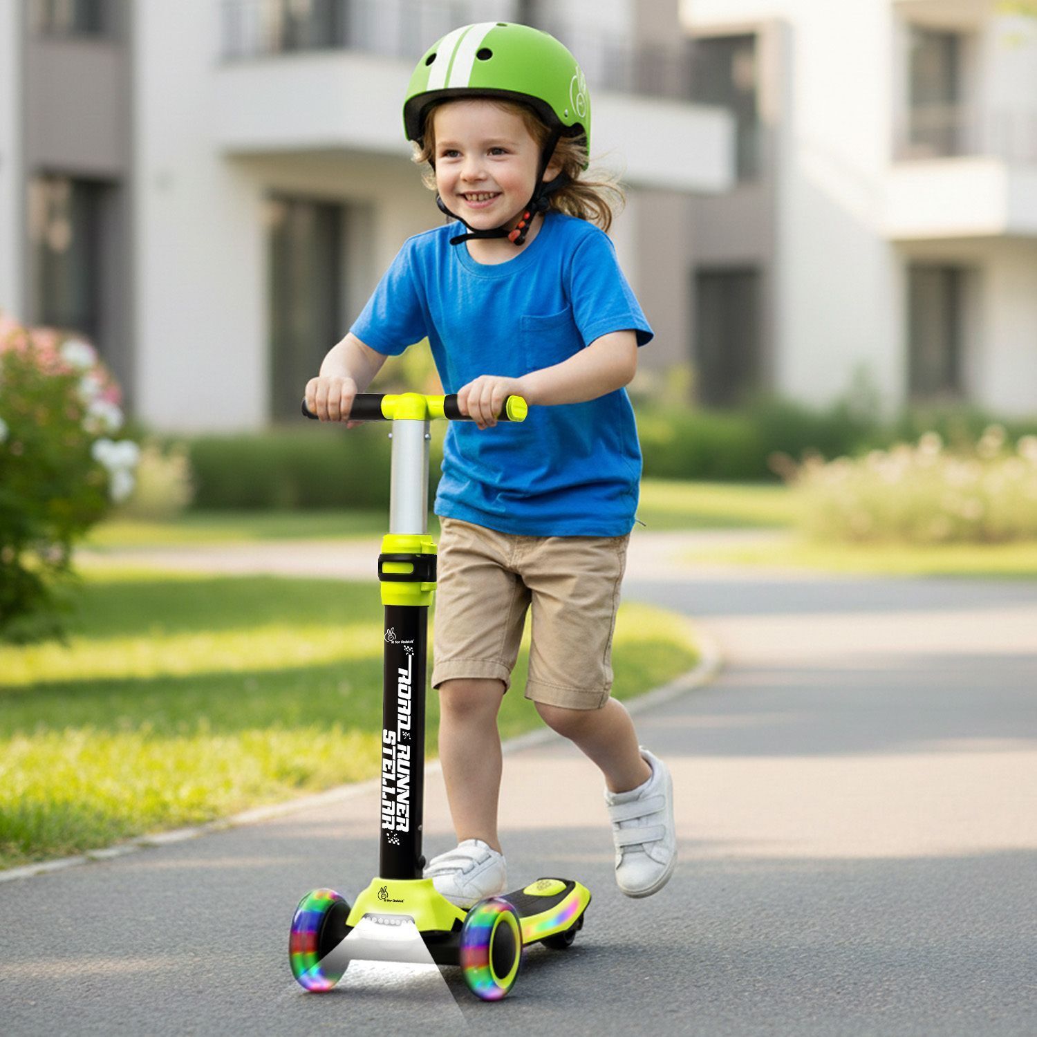 r for rabbit Road Runner Stellar Kids Ride-on Scooter with Bluetooth Music & LED - Neon Black-picture-2