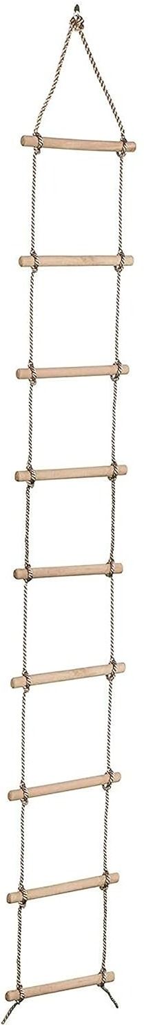 Climbing Ladder Hanging Rope Wooden Ladder For Kids Indoor Outdoor Fun (9 Rungs)