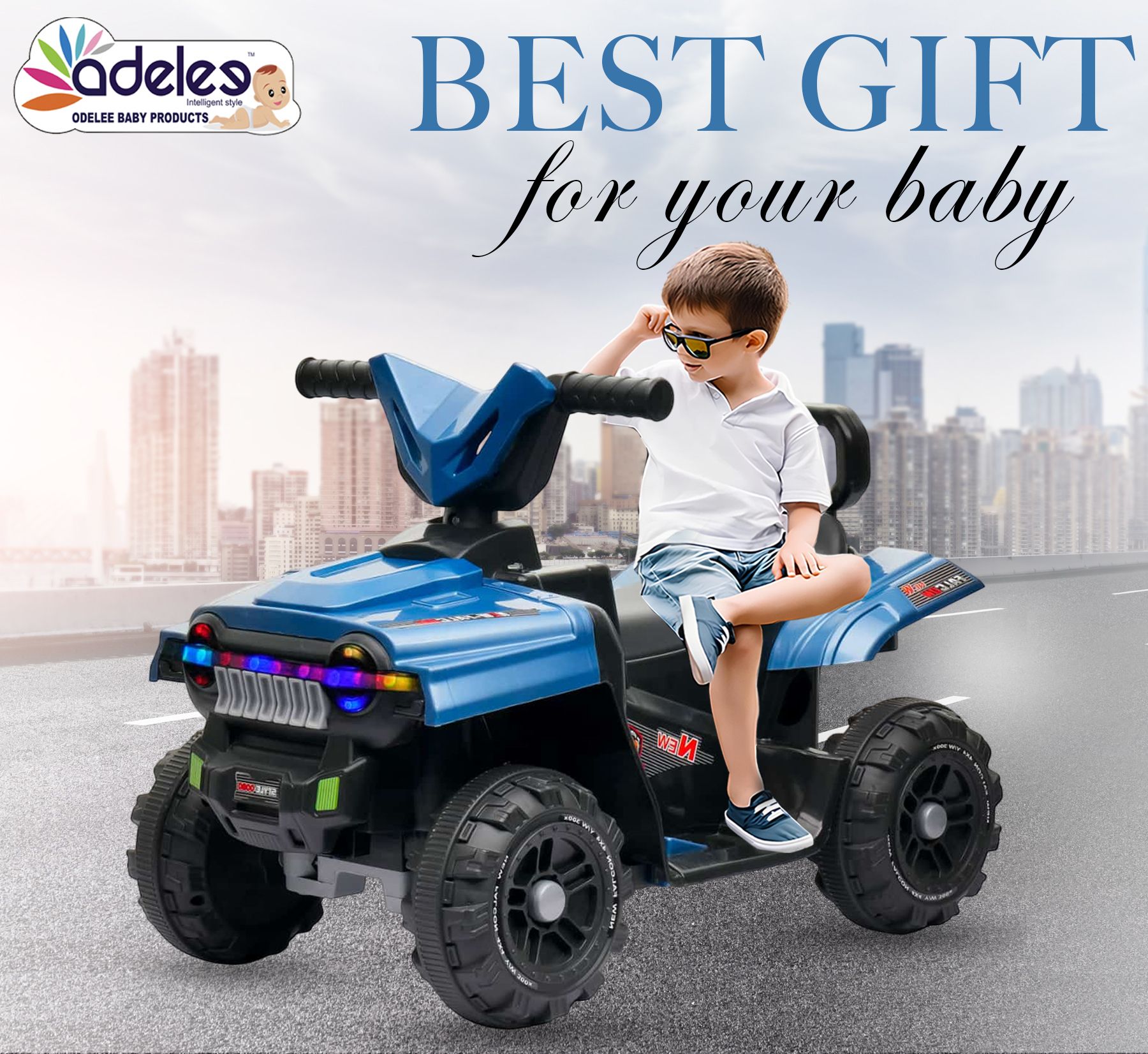 odelee Rechargeable Battery Ride on Car for Kids with Music Lights Foot Rest & Backrest-picture-5