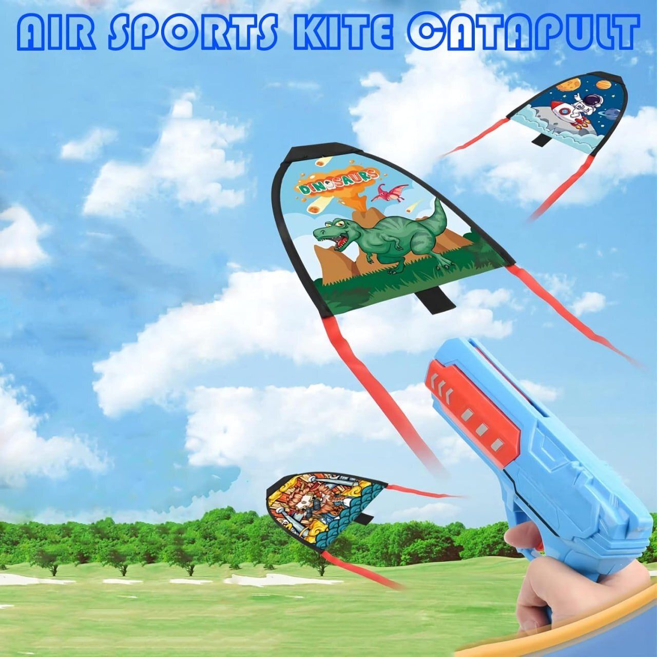 Air Sports Kite Catapult Launcher Toy(Random Pattern) with Gun (Pack of 1),