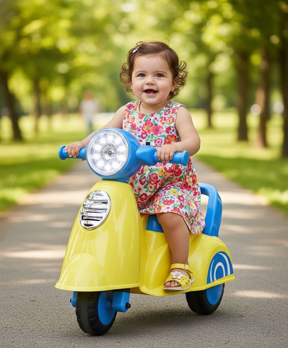 Manual Push Scooter Ride On with Musical Horn & Light For Kids Age 1 to 3 Years