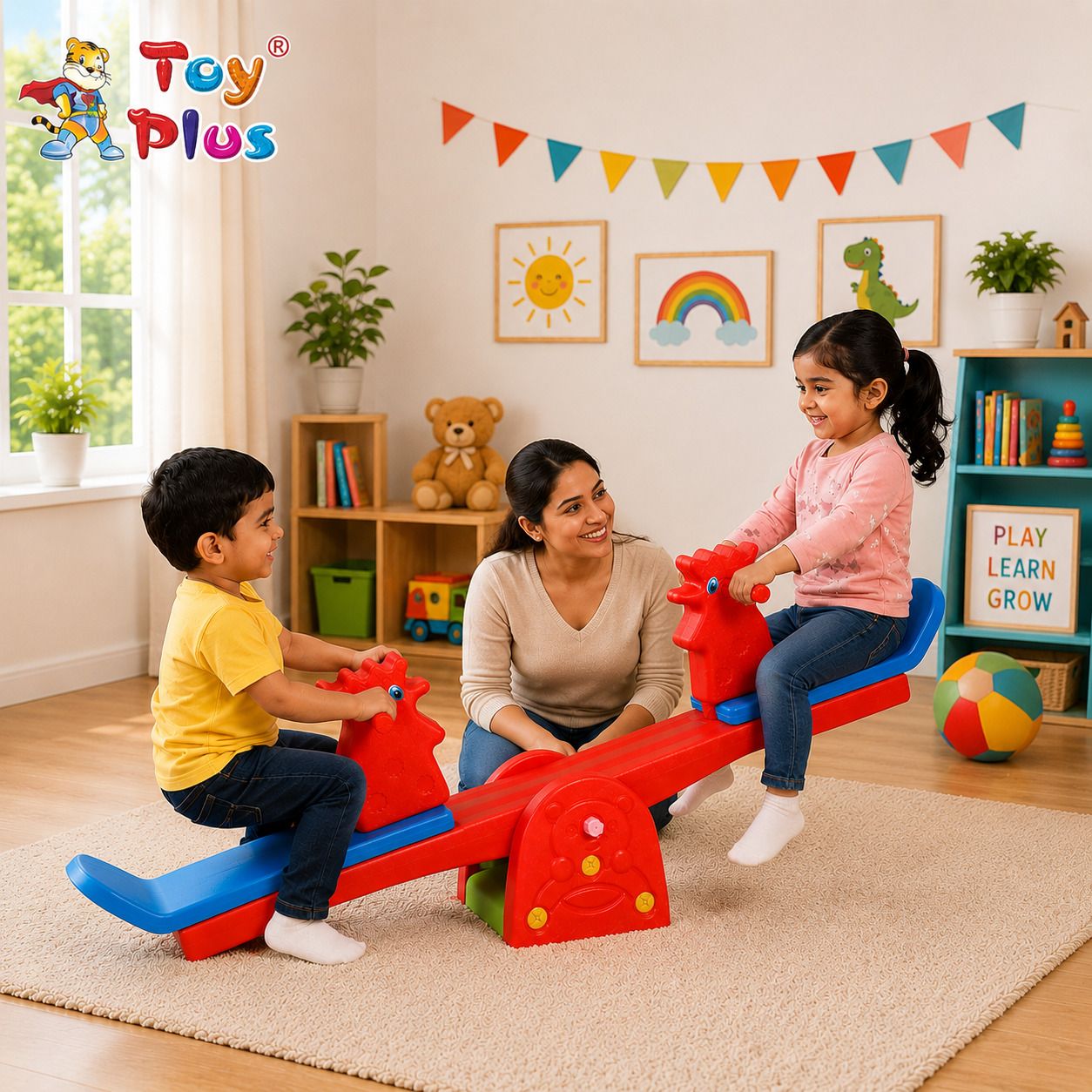 toy plus Colorful Kids Seesaw Balancing Toy with Easy Grip Handles | Fun Play Equipment-picture-2