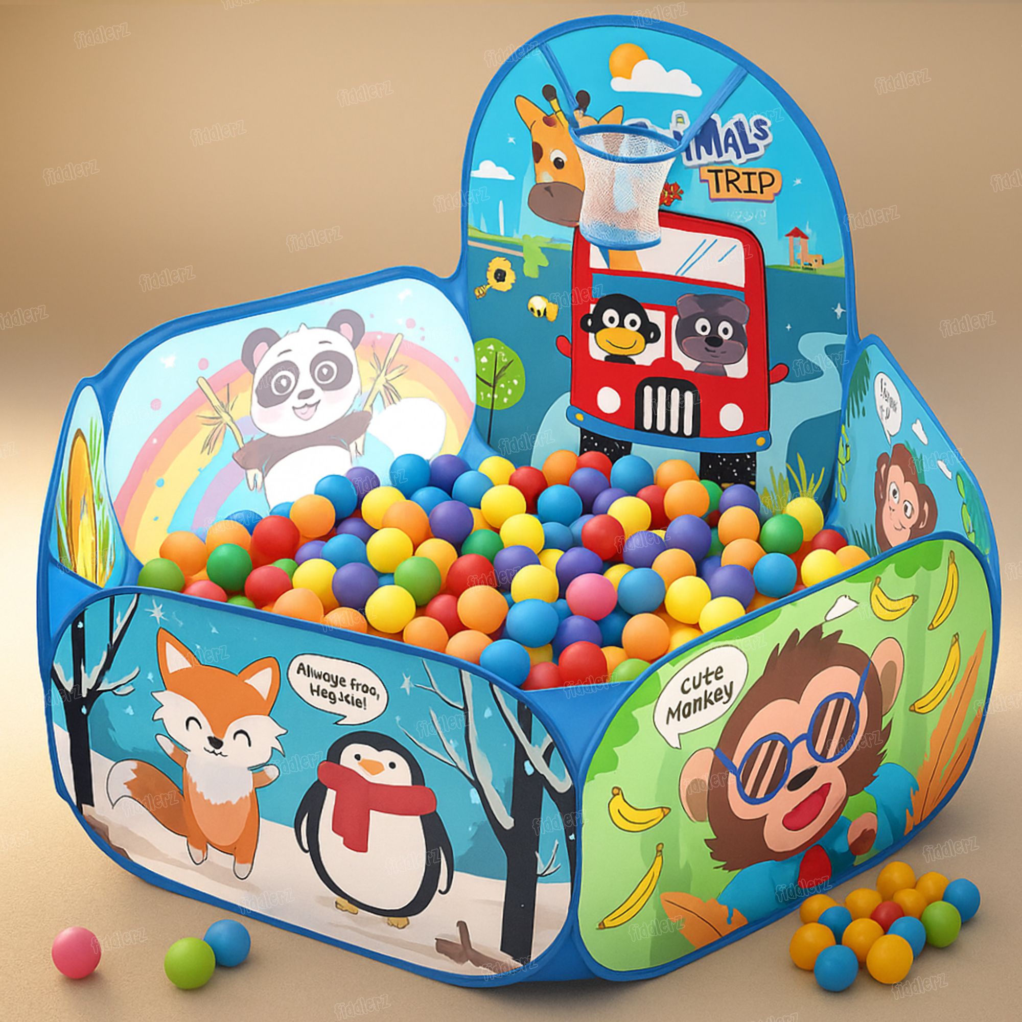 Animal Ball Pool for Kids Ball Pit Foldable Ball Play Pool with 30 Balls