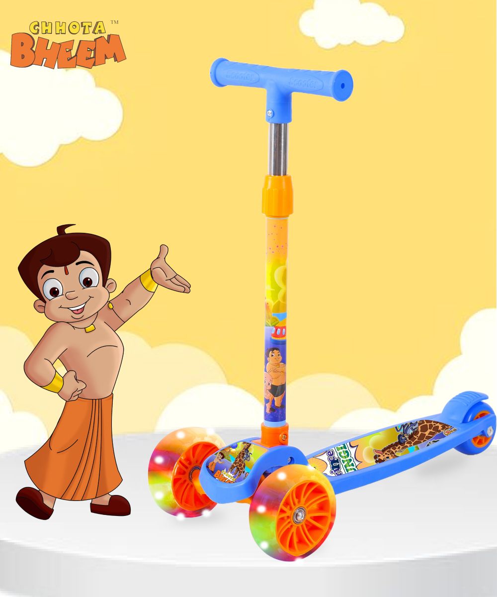 Chotta Bheem Scooter for Kids,Lightweight|Foldable|LED wheels|Adjustable Height