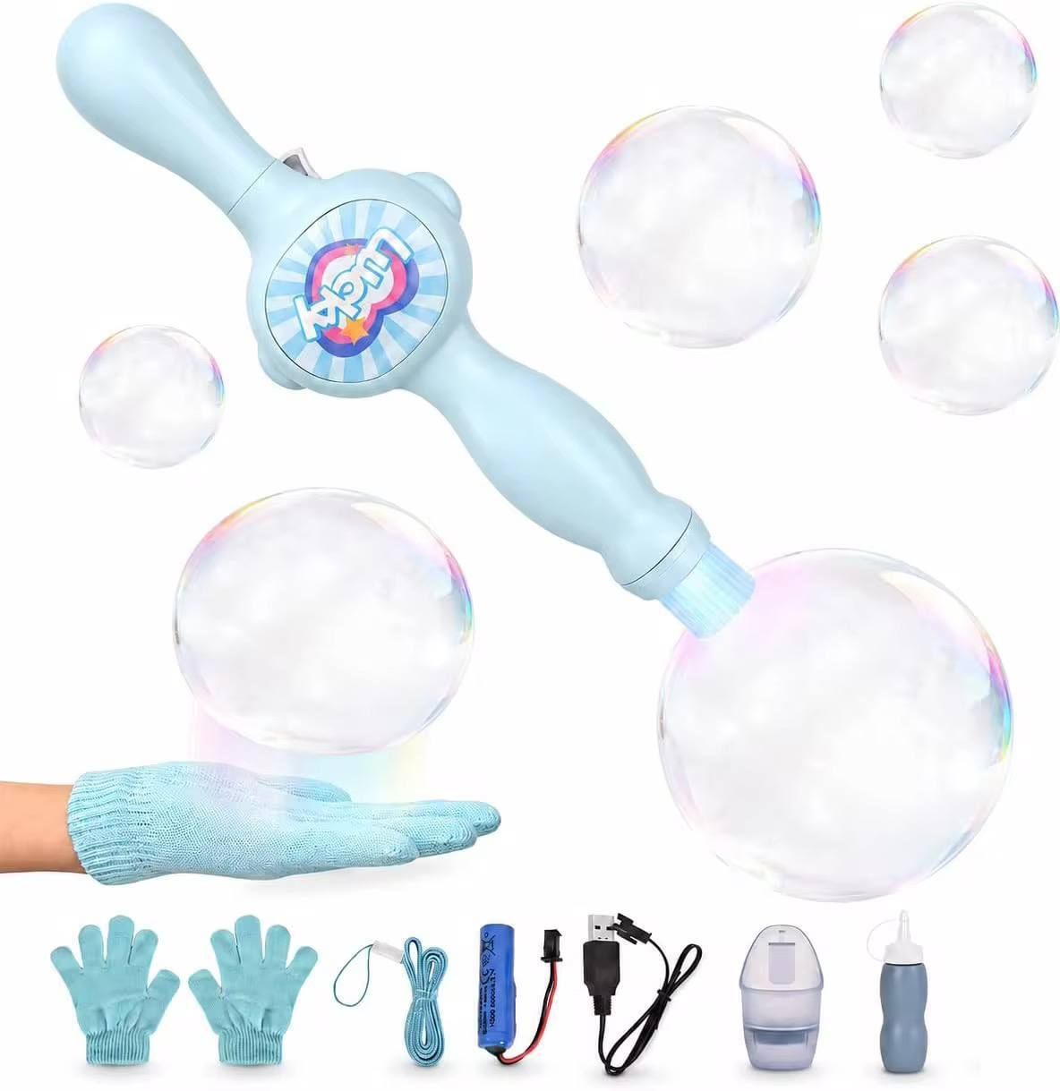 troliver Smoke Bubble Machine Toy Rechargeable Bubble Gun with Lights for Kids-picture-10