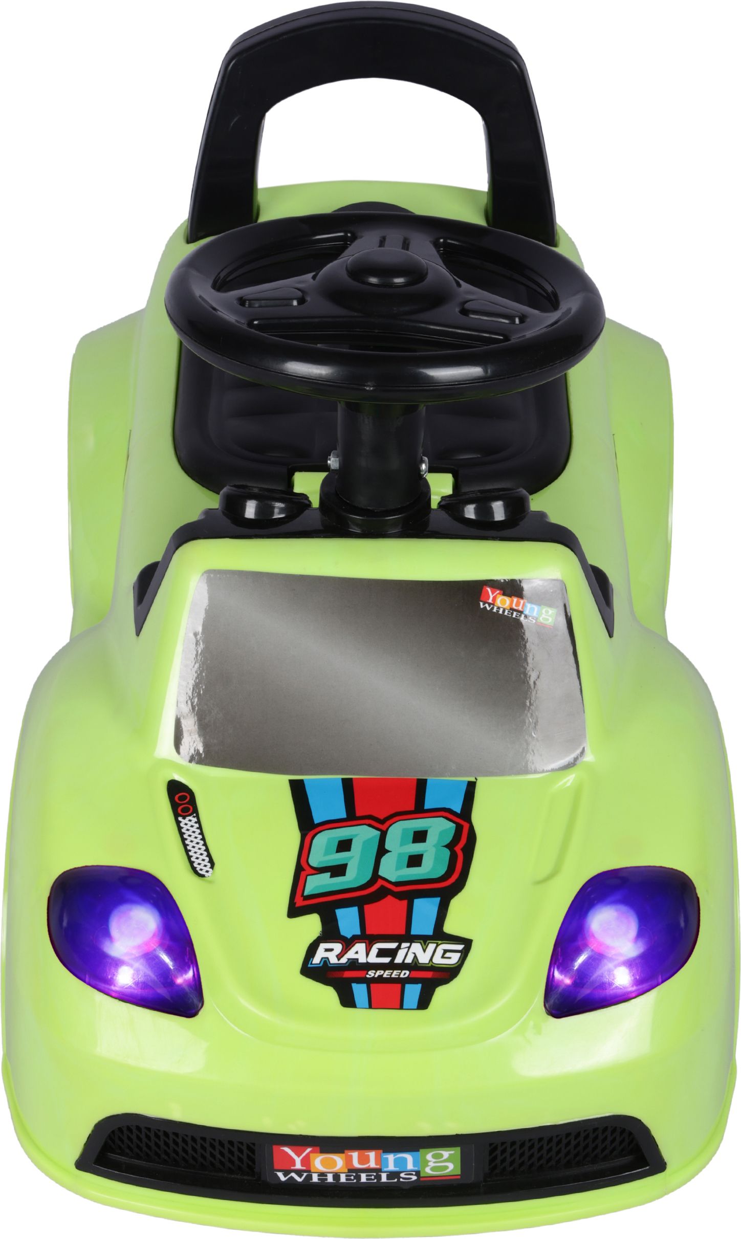 Baby Ride On Push Car for Kids with Steering Wheel, Music & LED Lights – Green Rideons & Wagons Non Battery Operated Ride On-image-11