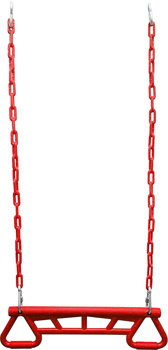 Trapeze Bar Gym Rings Plastic Coated Chains Ninja Monkey Bars for Kids & Adults-image-30