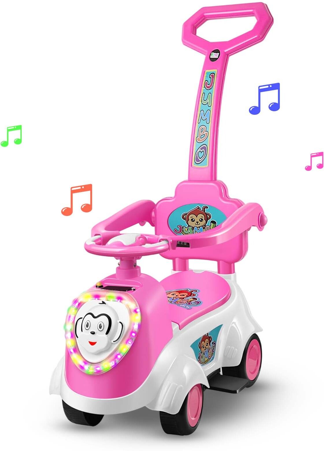 Jumbo Plus Manual Push Ride On Unisex Kids Car With Backrest And Saftey Railing-image-19