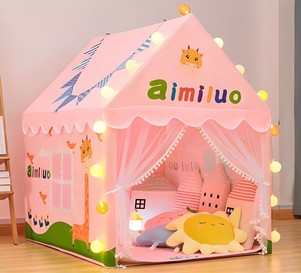 Kids Play Tent House for 3 -5 Year Old Girls and Boys Pink Giraffe-image-9
