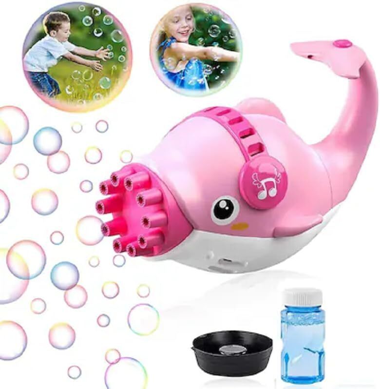 Dolphin Bubble Machine Gun Electric Automatic Bubble Making Toy for Kids Water Gun