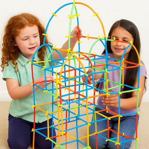 pulsbery Straw Stick Building Blocks,Smart City Blocks,Educational Toys for Kids(90+Pcs)-picture-13