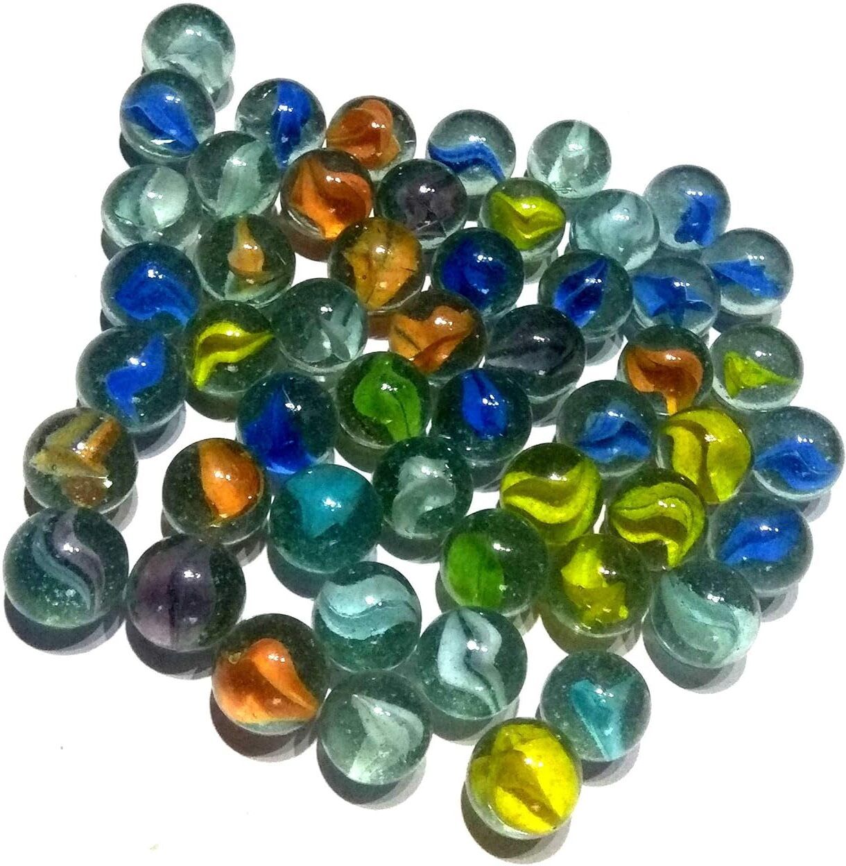 50 Pcs of Glass Marbles with Shooter Unique Size 1.5 cm