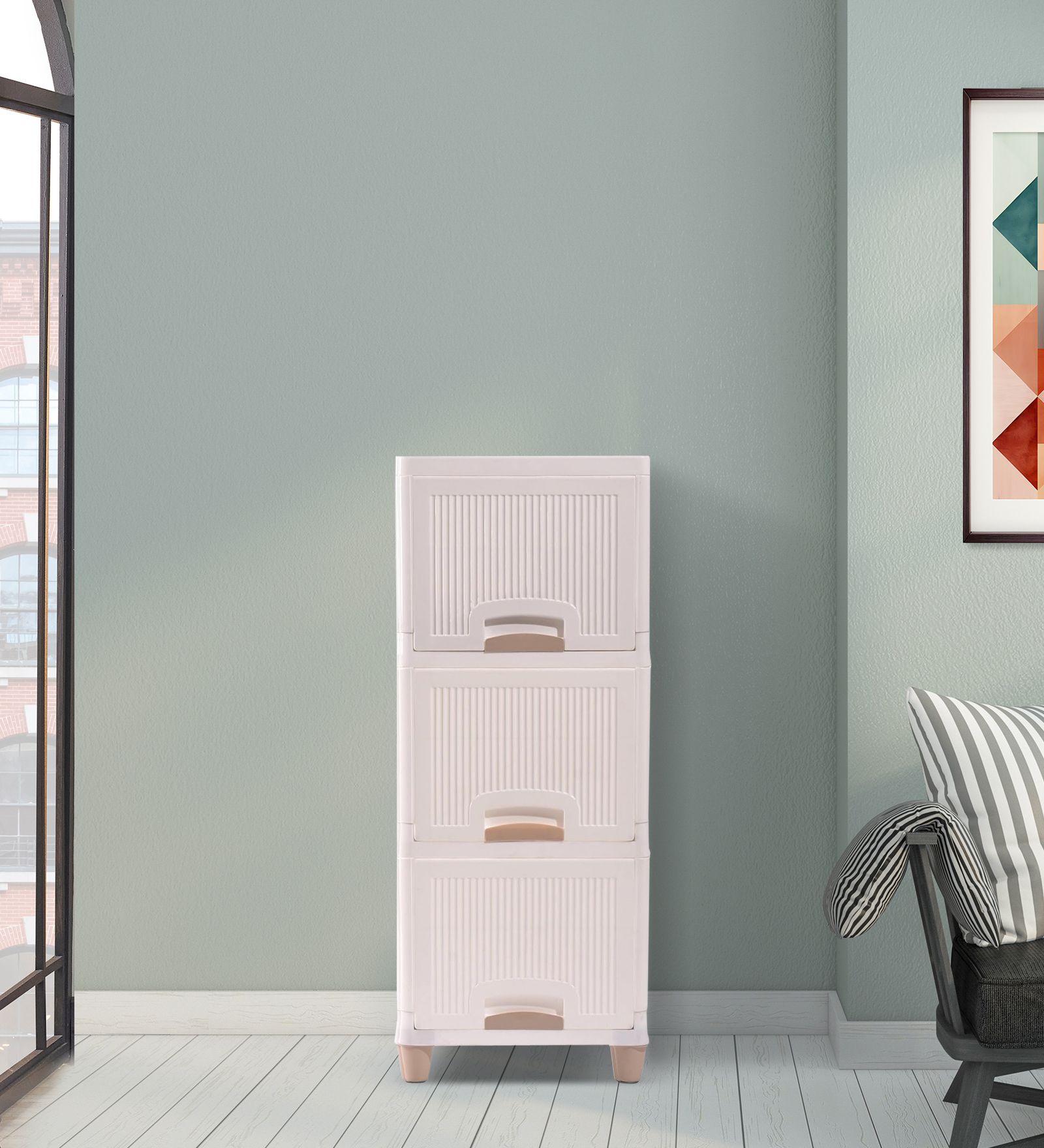 novatic Plastic Drawer 3 Shelf Book Organizer Plastic Open Book Shelf Book Stand & Rack Plastic Close Book Shelf-picture-26