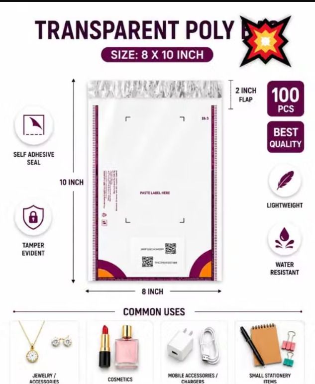 meesho Transparent Polybag Without POD with Barcode Security Bag-picture-26