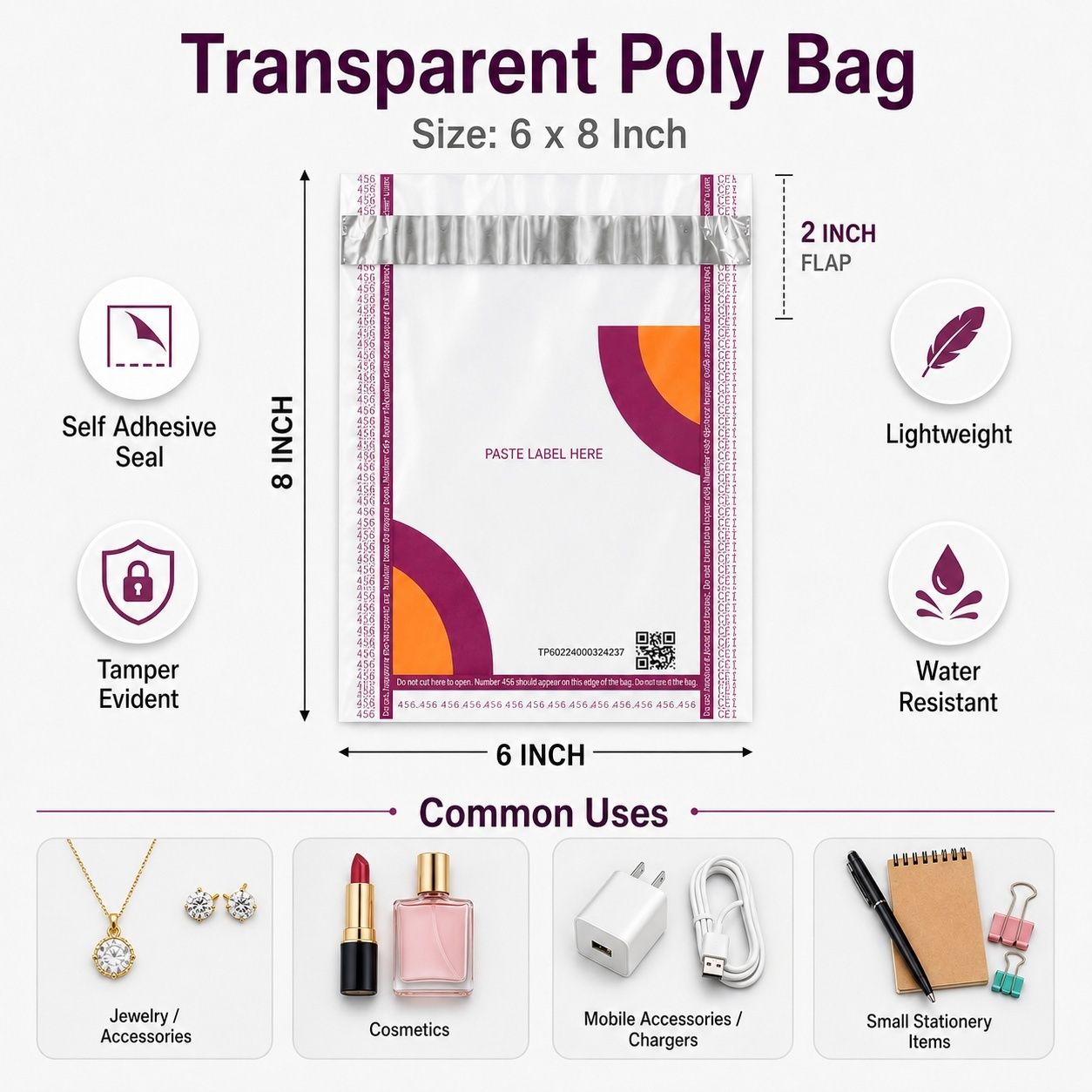 meesho Mailer Courier Packaging Bag 6x8 POL YBAG Security Bag Security Bag-picture-7