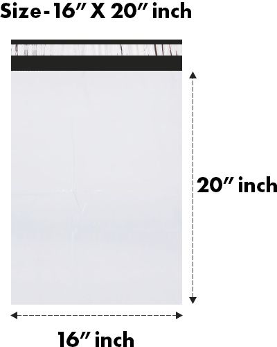 16x20 inches Without POD Plain White Courier Bags / Pack Of 100 PCS / 55 Micron Security Bag-image-10