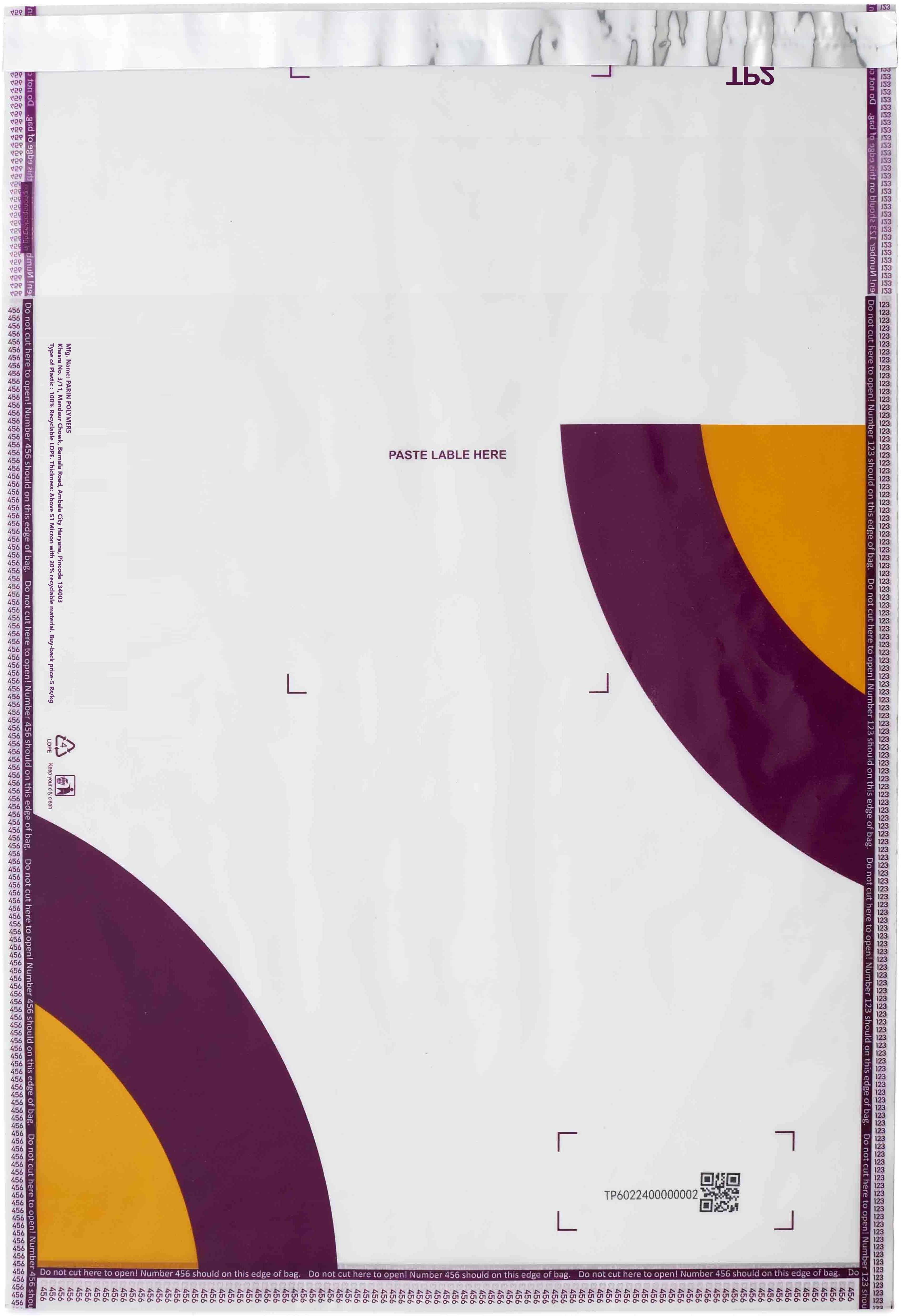 Transparent Meesho Packaging Barcoded Bags with 2 QR codes (front & back) Security Bag