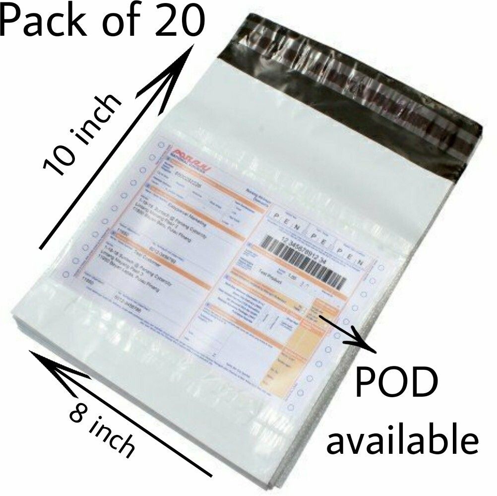 Courier bags - 8x10 size - 51 micron - with POD - Tamper Proof PolyBags Security Bag