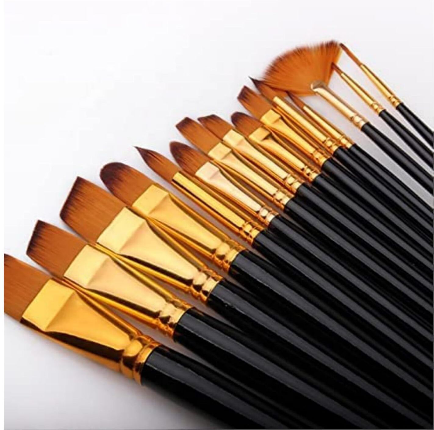 eclet 12 pcs Artist paint brush for watercolor Acrylic school oil painting A9-picture-34
