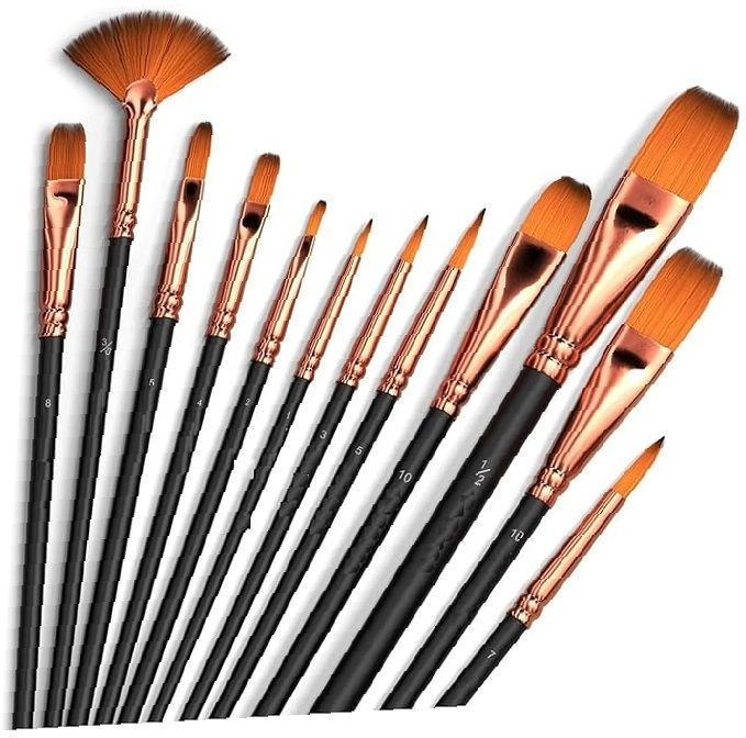 Craft Painting Brushes Set of 12 Professional Round Pointed Tip Nylon Hair-Uv-image-26