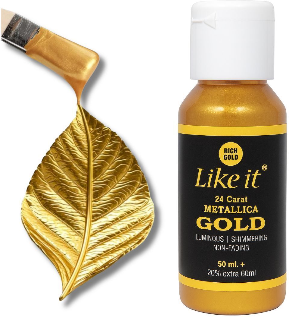 like it Metallic Gold Acrylic Paint 60ml Bottle Luminous, Shimmering, Non-Fading Finish-picture-34