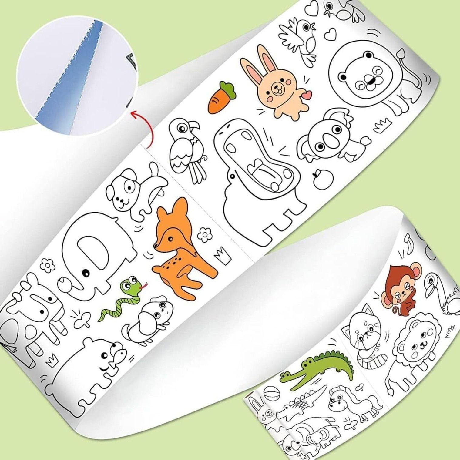 vijay Kids Wall Safe Adhesive Drawing Roll With Pre Printed Cute Animal Designs Painting Sponge Block-picture-4