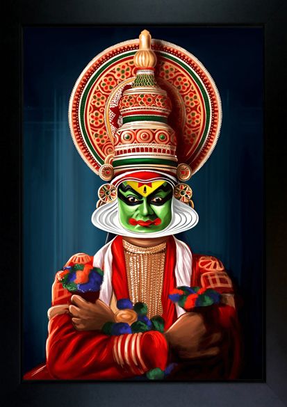 Kathakali Photo Frame | Kathakali Painting Digital Reprint 13.5 inch x 10 inch Painting-image-25
