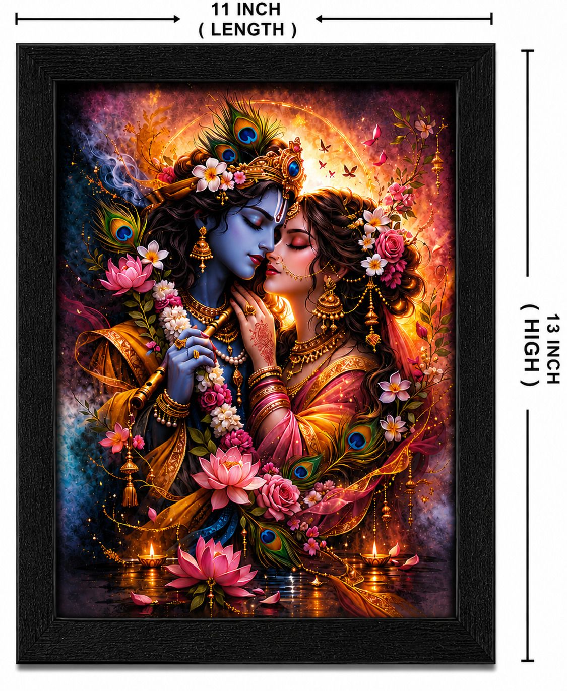Yarts Radha Krishna Divine Love Golden ( With Acrylic Glass ) Digital Reprint 13 inch x 11 inch Painting-image-8